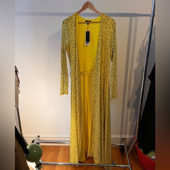 Floral Yellow Wrap Around Floor Length Dress - Picture 2 of 8